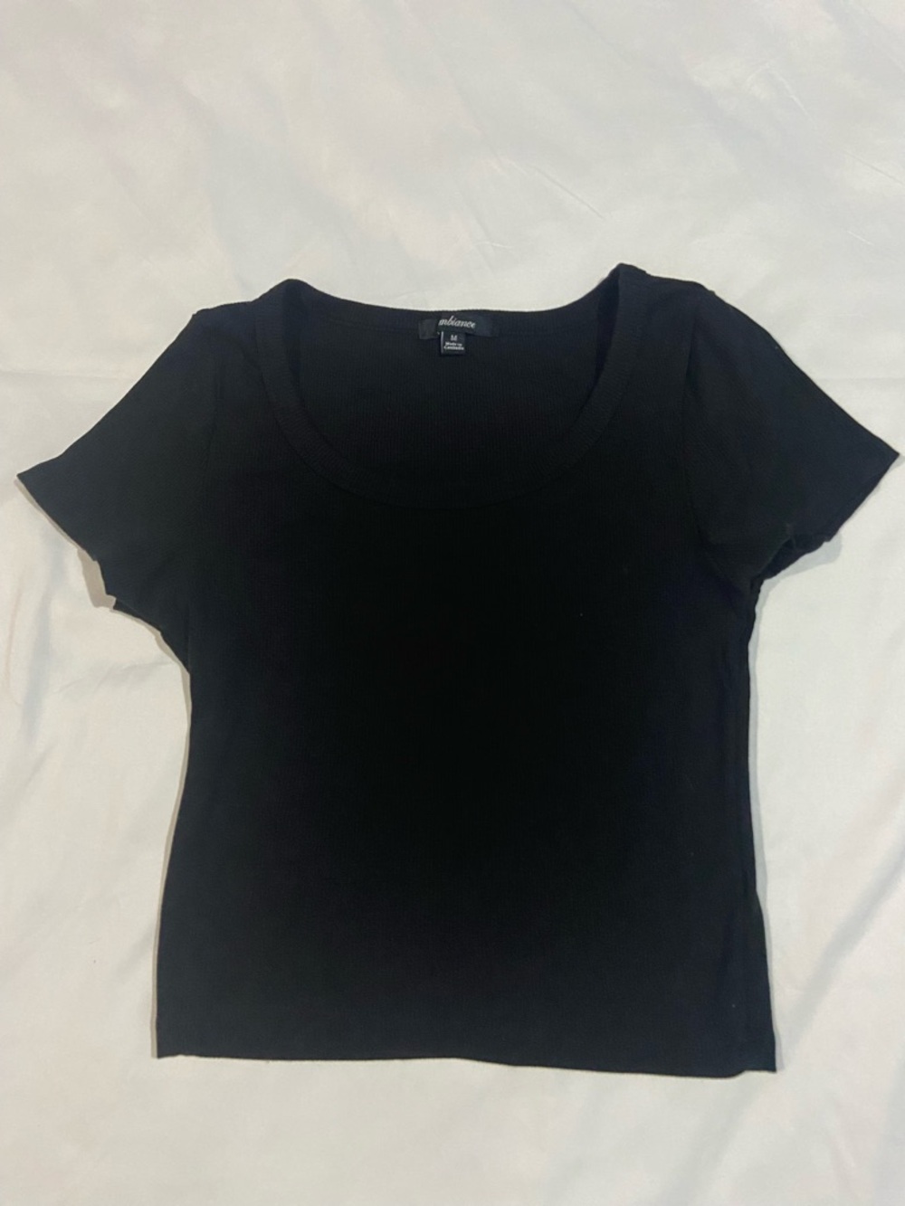 Ambiance Black Ribbed Scoop Neck Short Sleeve Tee